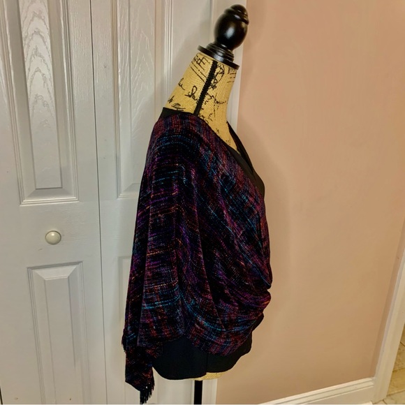 Handmade Multicolor Knit Fringe One Size Poncho - Picture 7 of 12